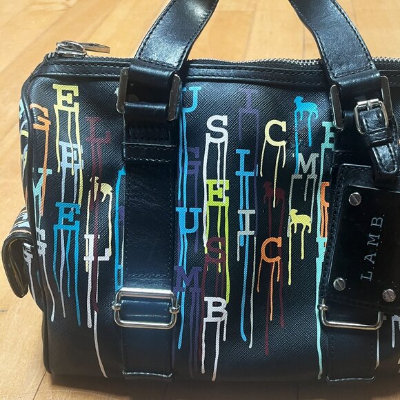 L.A.M.B. Signature Jackson Walderston Satchel Handbag Black Multicolour RARE - Picture 2 of 8
